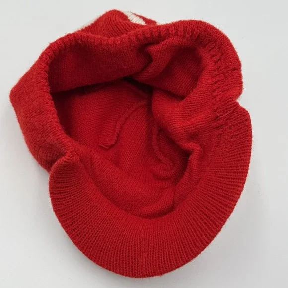 Vintage Alabama Roll Tide Knit Visor Beanie Hat Red White Brim Cap - Picture 6 of 6